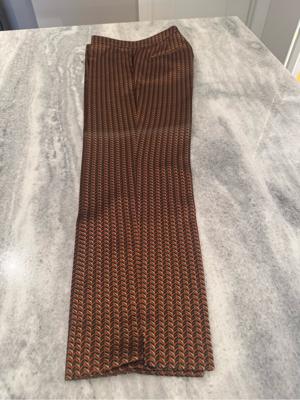 Etro Brown & Orange Chevron Knit Cropped Trousers